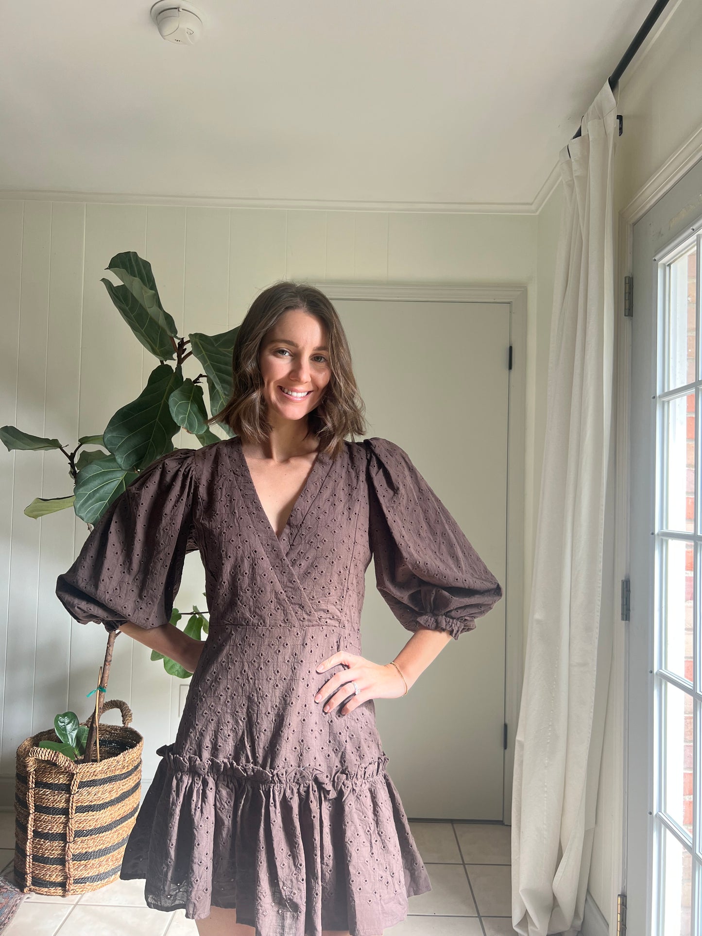 Brown Eyelet Dress