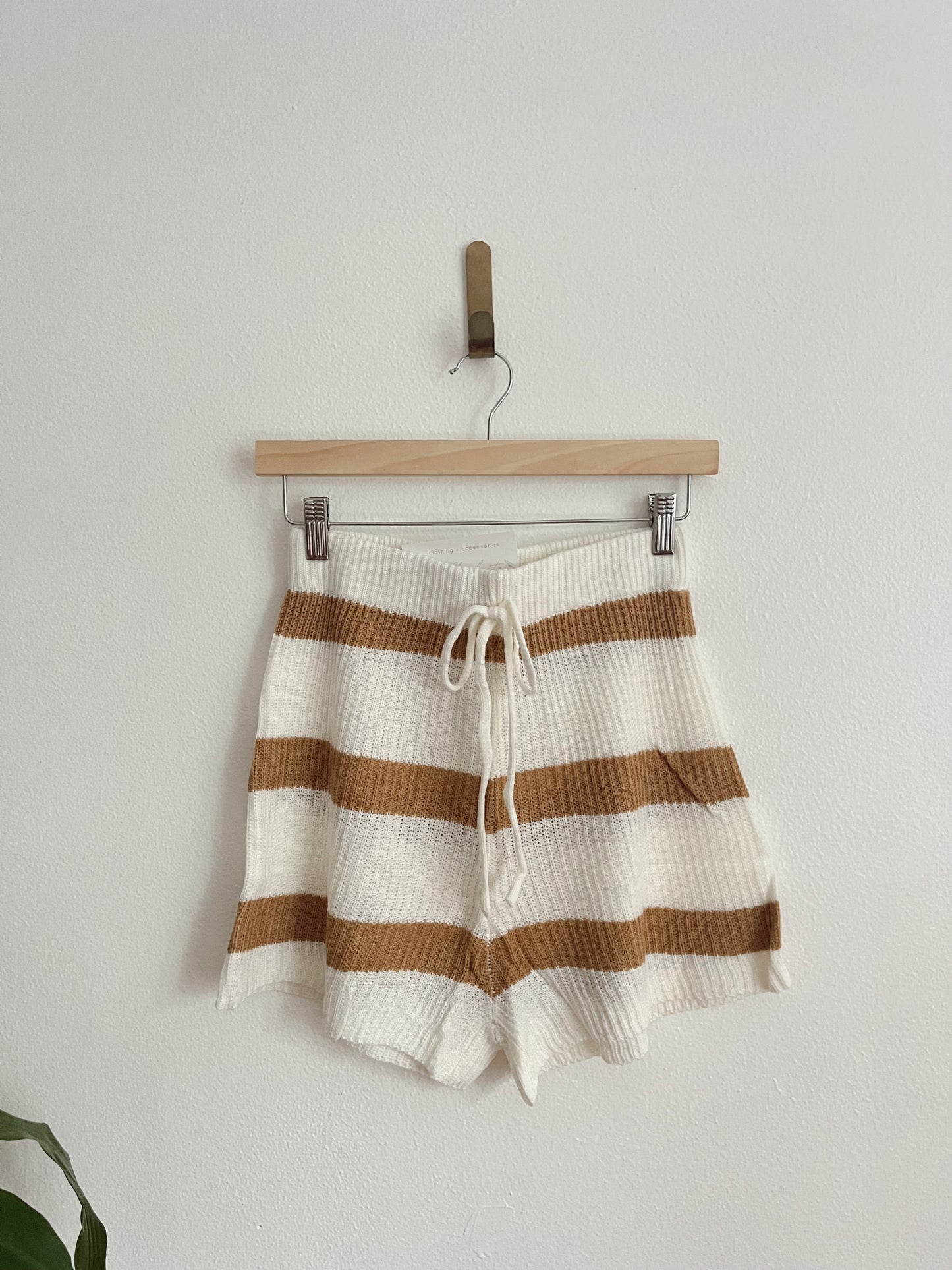 Stripe Cream/Tan Sweater Shorts