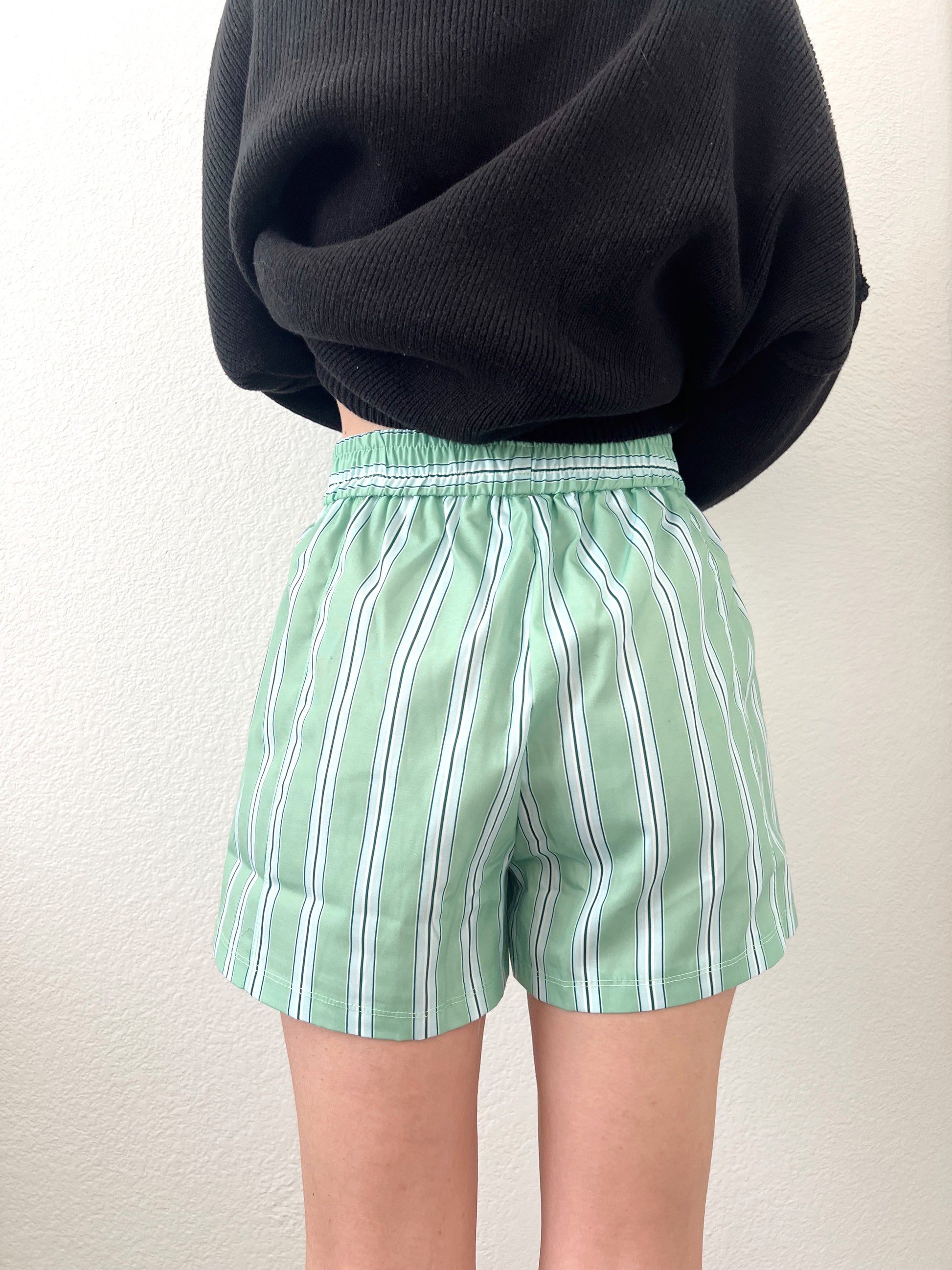 Green White Stripe Women Boxer Short