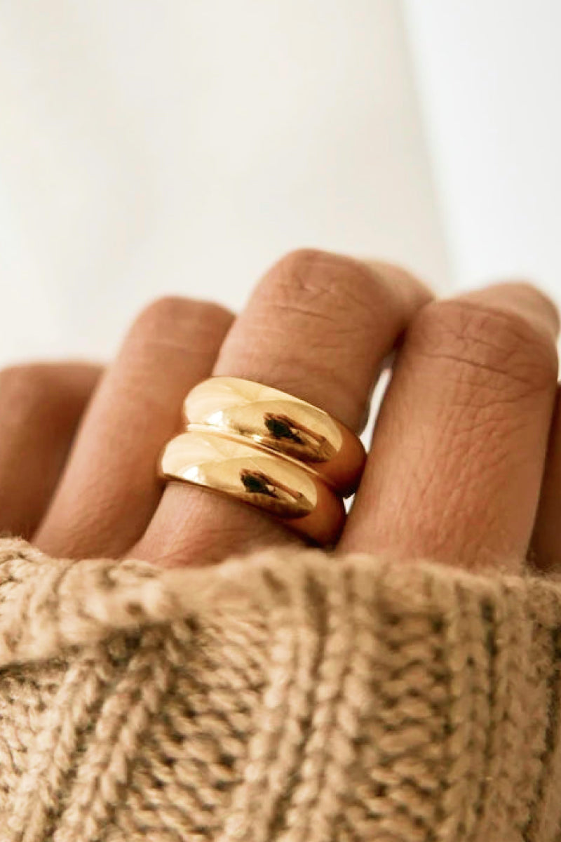 women's gold chunky layering jewelry ring