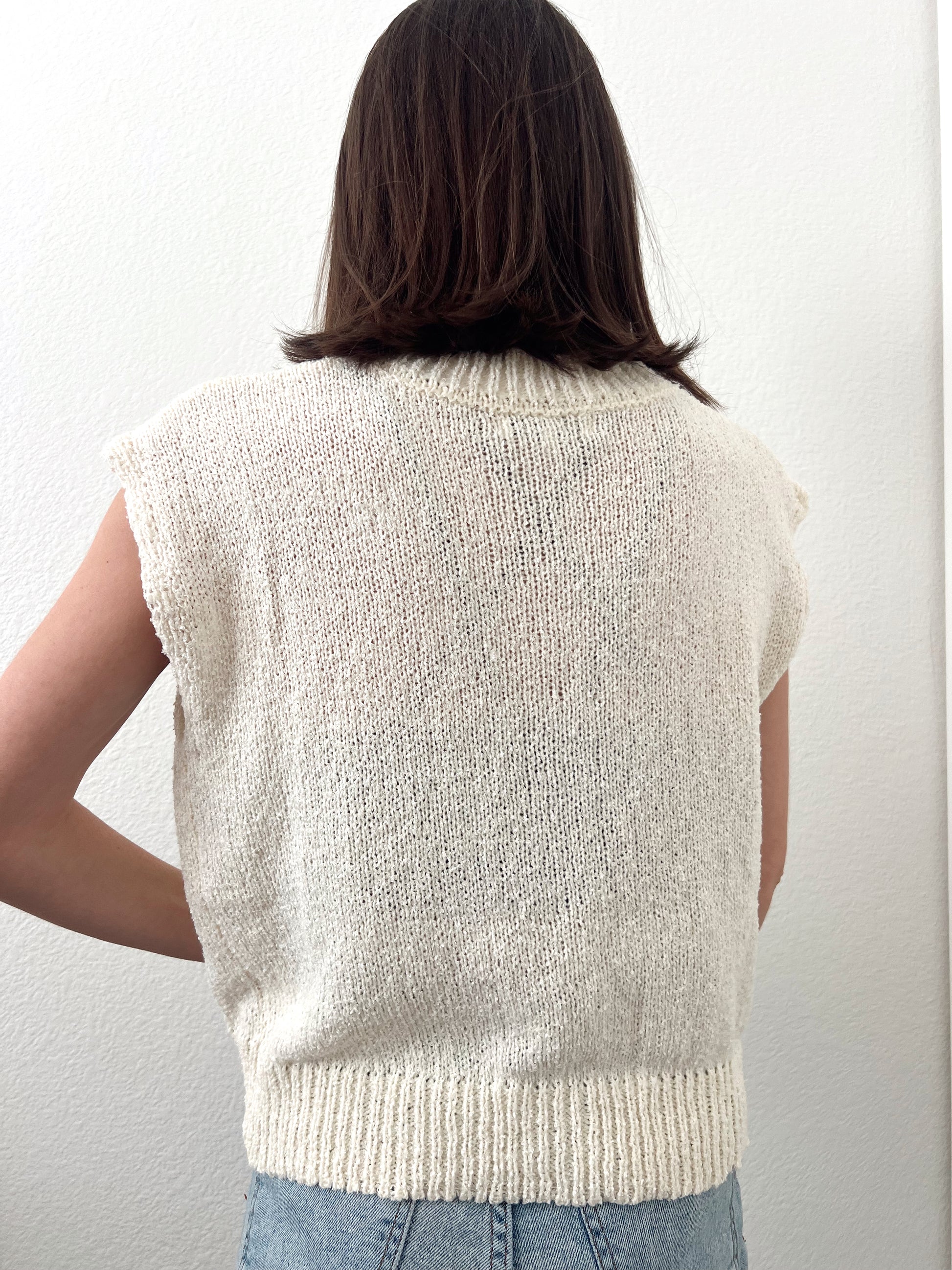 white sleeveless sweater tank 