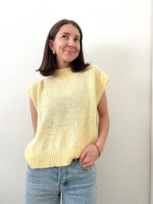 yellow sleeveless sweater tank 