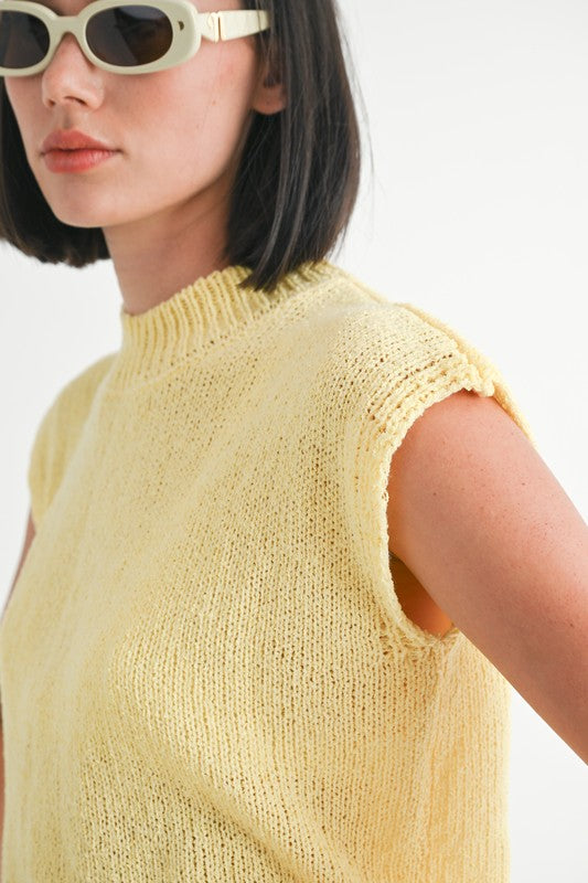 yellow sleeveless sweater tank